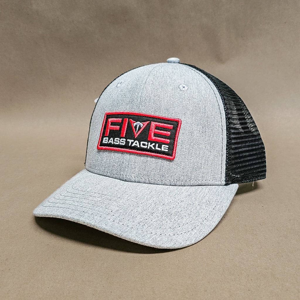 6 Panel FBT Logo Trucker Hat - Grey Heather/Black